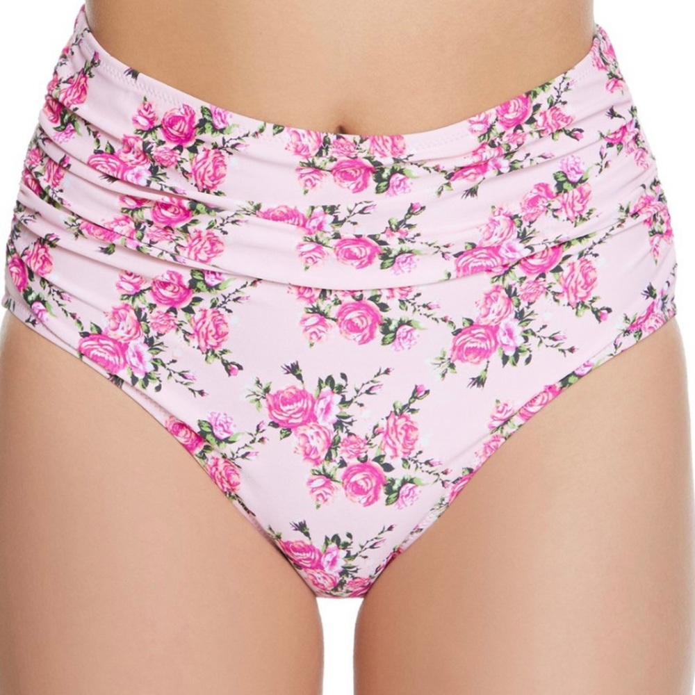 Betsey Johnson Blush Lovers Pink Floral Bikini Bottoms M